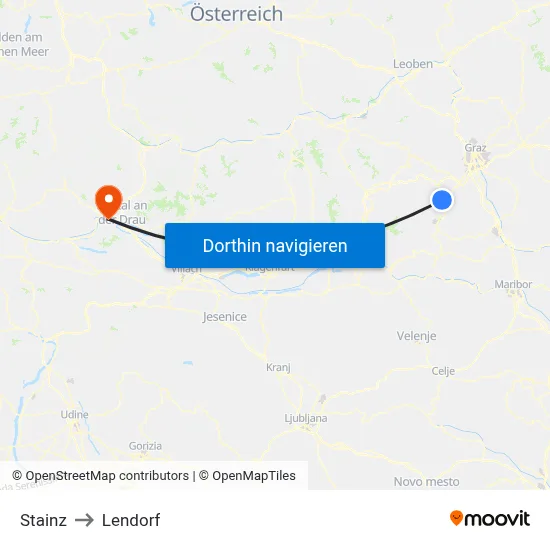 Stainz to Lendorf map