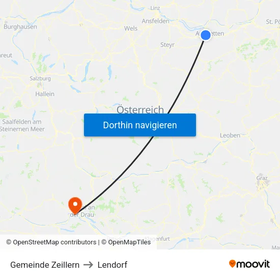 Gemeinde Zeillern to Lendorf map