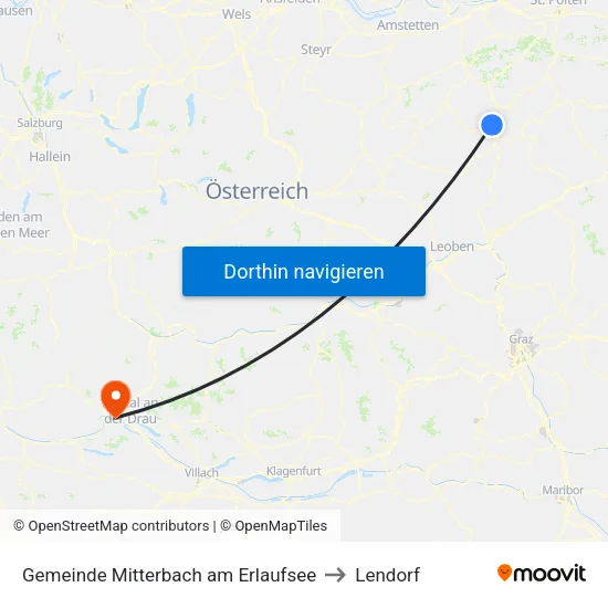 Gemeinde Mitterbach am Erlaufsee to Lendorf map