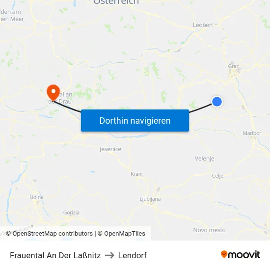 Frauental An Der Laßnitz to Lendorf map