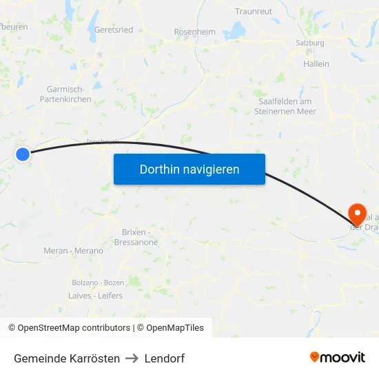 Gemeinde Karrösten to Lendorf map