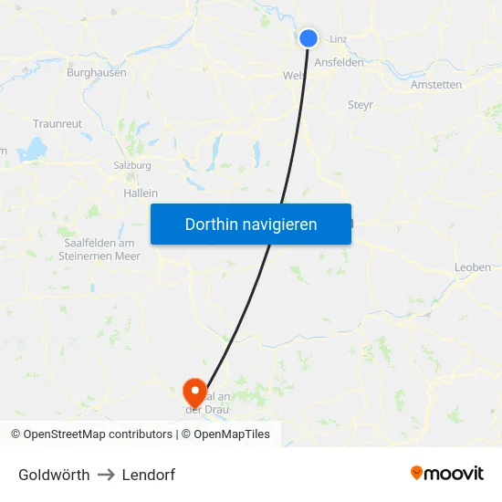 Goldwörth to Lendorf map