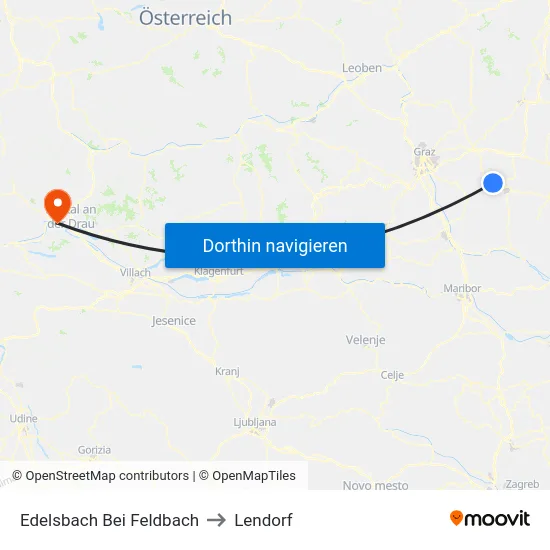 Edelsbach Bei Feldbach to Lendorf map