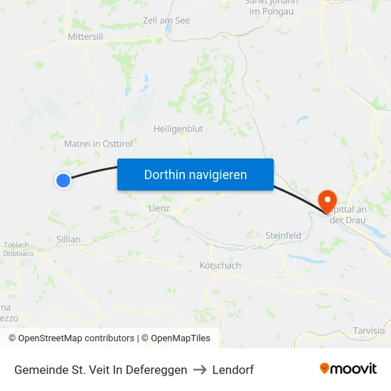 Gemeinde St. Veit In Defereggen to Lendorf map
