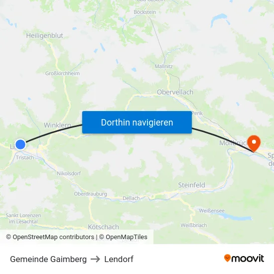 Gemeinde Gaimberg to Lendorf map