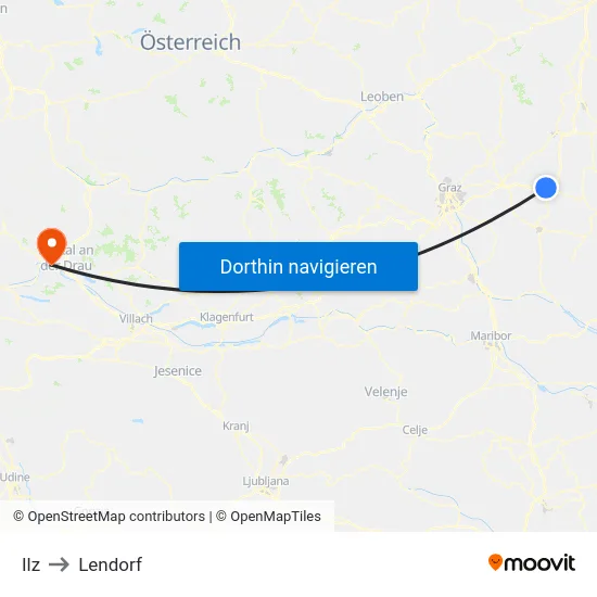 Ilz to Lendorf map