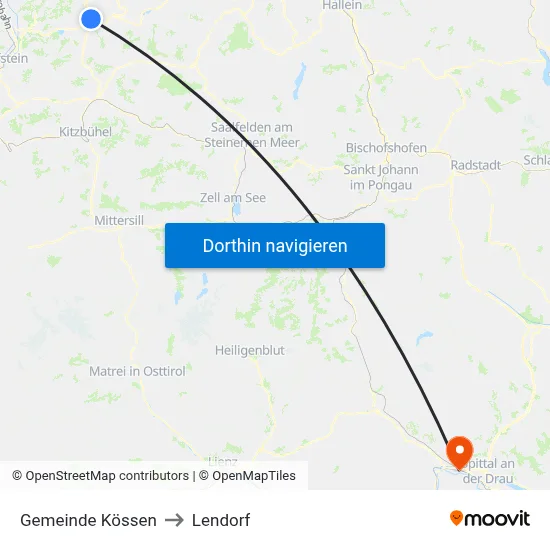 Gemeinde Kössen to Lendorf map