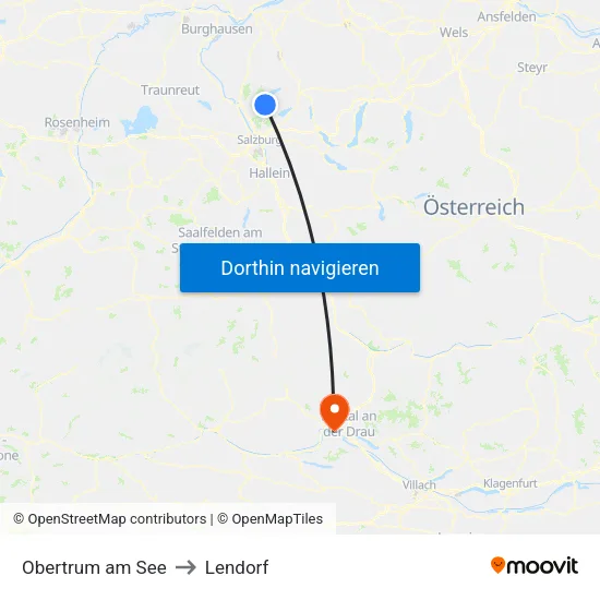 Obertrum am See to Lendorf map