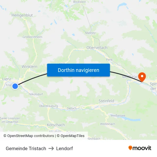 Gemeinde Tristach to Lendorf map