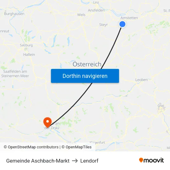 Gemeinde Aschbach-Markt to Lendorf map