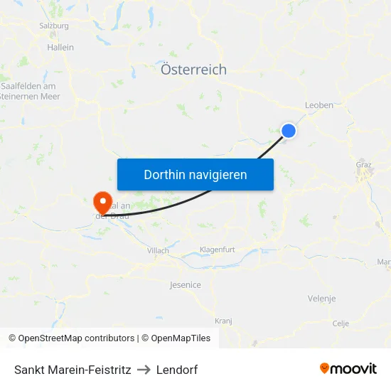 Sankt Marein-Feistritz to Lendorf map
