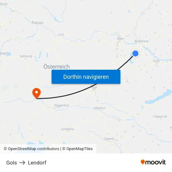 Gols to Lendorf map