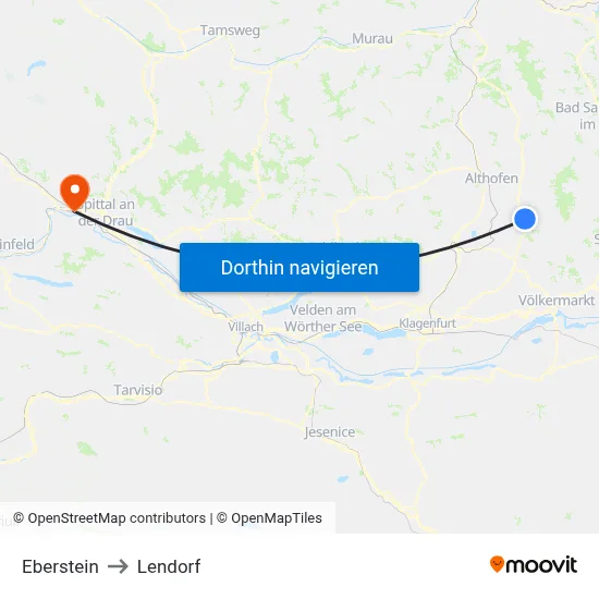 Eberstein to Lendorf map