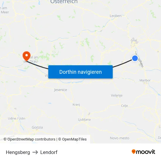 Hengsberg to Lendorf map