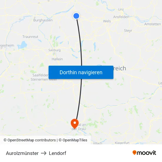 Aurolzmünster to Lendorf map