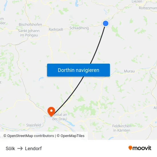 Sölk to Lendorf map