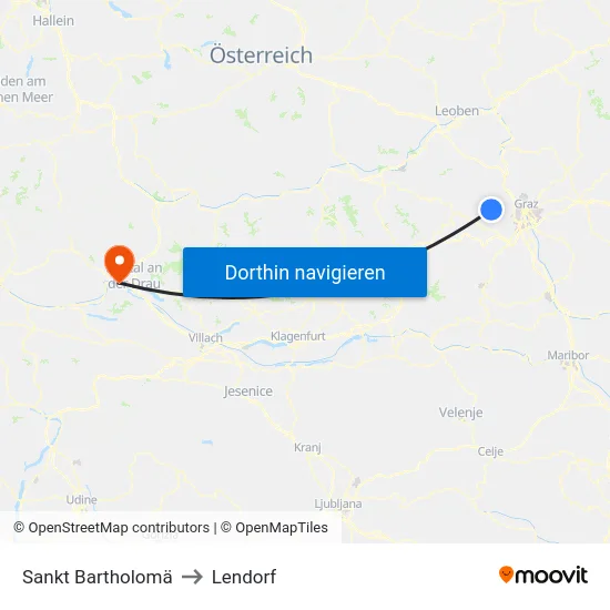 Sankt Bartholomä to Lendorf map