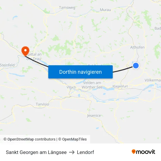 Sankt Georgen am Längsee to Lendorf map