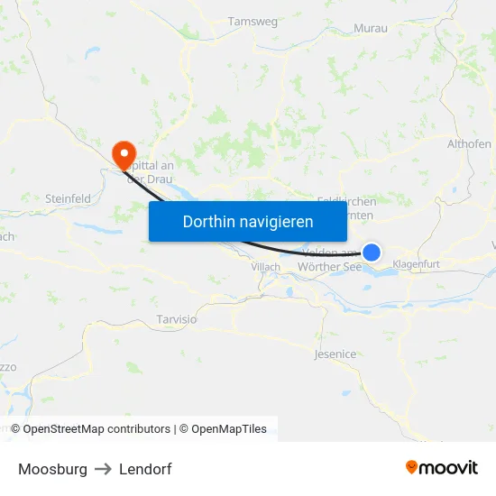 Moosburg to Lendorf map