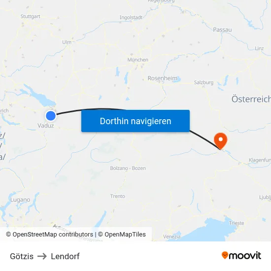 Götzis to Lendorf map