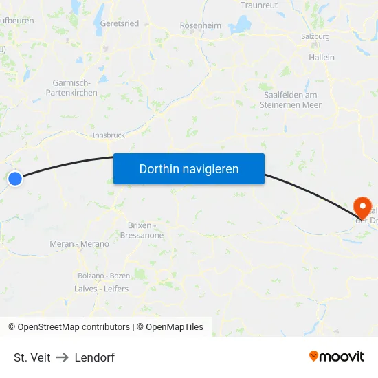 St. Veit to Lendorf map