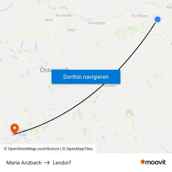 Maria Anzbach to Lendorf map