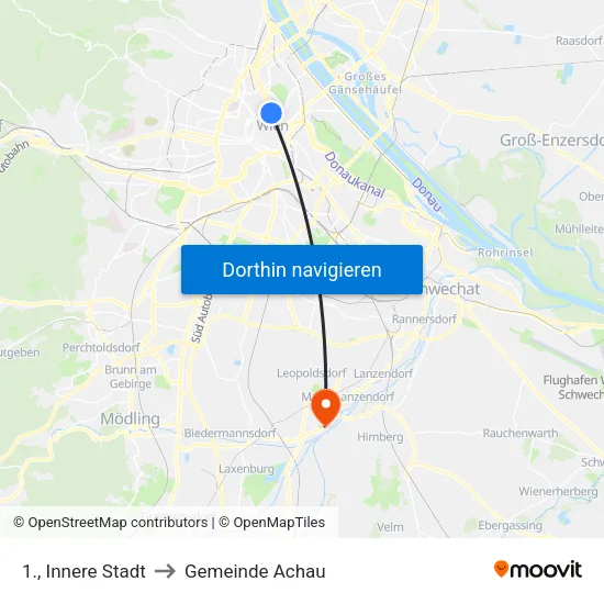 1., Innere Stadt to Gemeinde Achau map