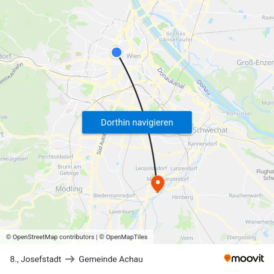 8., Josefstadt to Gemeinde Achau map