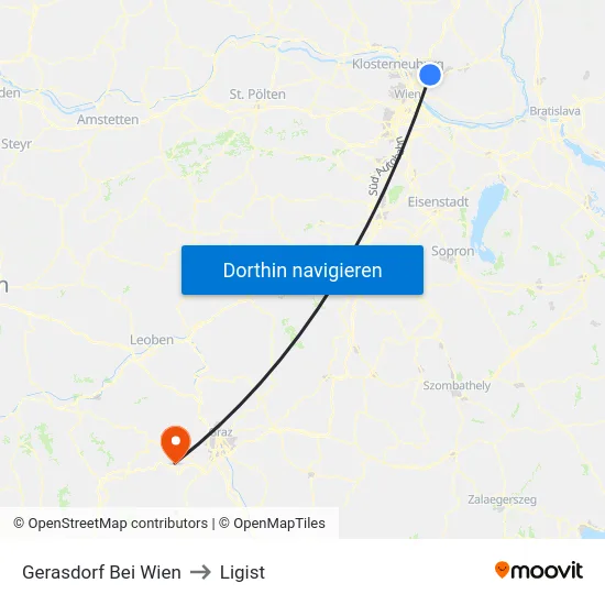 Gerasdorf Bei Wien to Ligist map