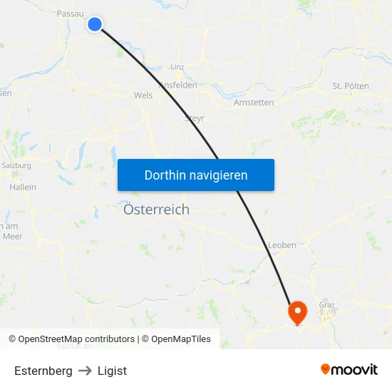 Esternberg to Ligist map
