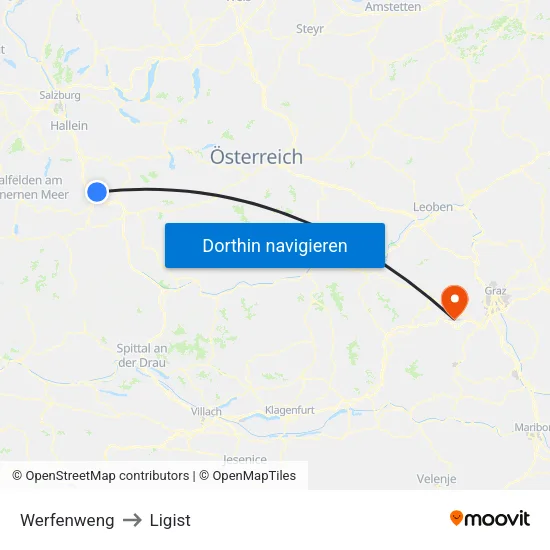Werfenweng to Ligist map