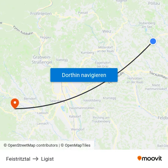 Feistritztal to Ligist map