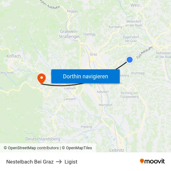 Nestelbach Bei Graz to Ligist map
