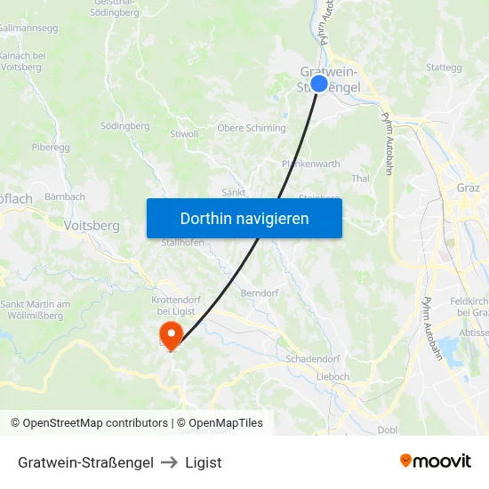 Gratwein-Straßengel to Ligist map