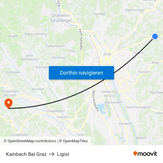 Kainbach Bei Graz to Ligist map