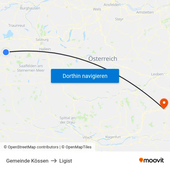 Gemeinde Kössen to Ligist map