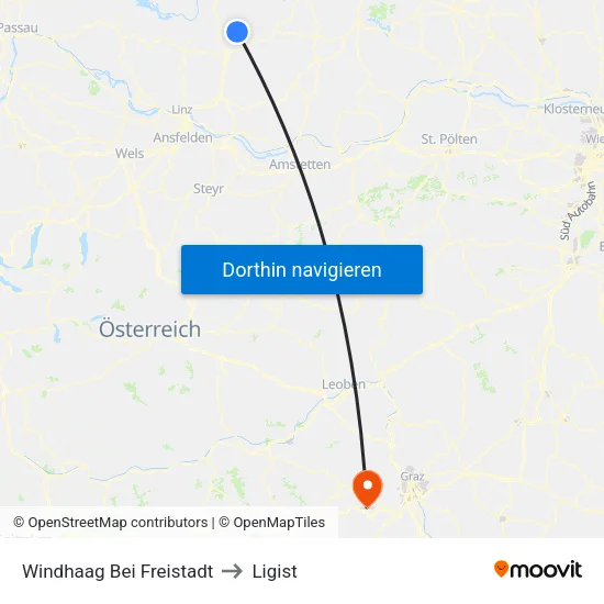 Windhaag Bei Freistadt to Ligist map