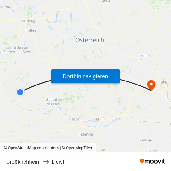 Großkirchheim to Ligist map