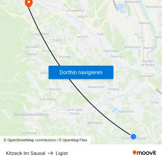 Kitzeck Im Sausal to Ligist map