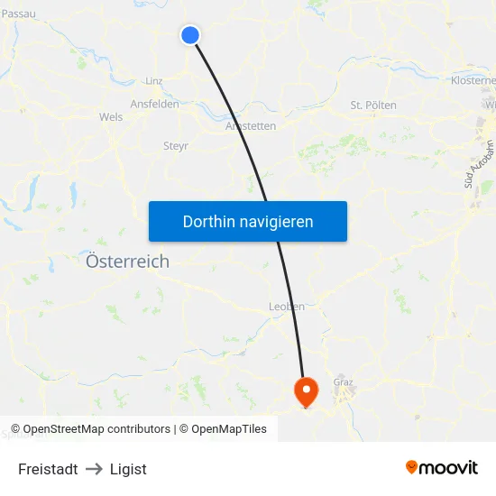 Freistadt to Ligist map