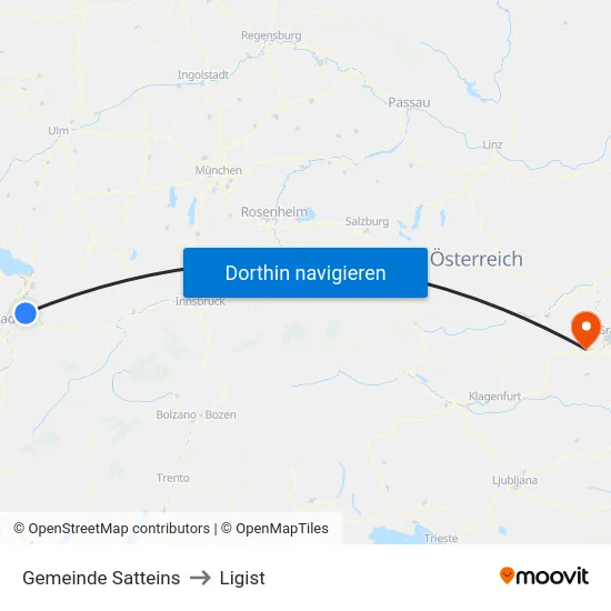 Gemeinde Satteins to Ligist map