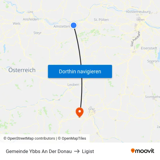 Gemeinde Ybbs An Der Donau to Ligist map