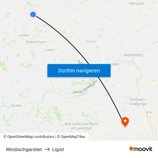 Windischgarsten to Ligist map