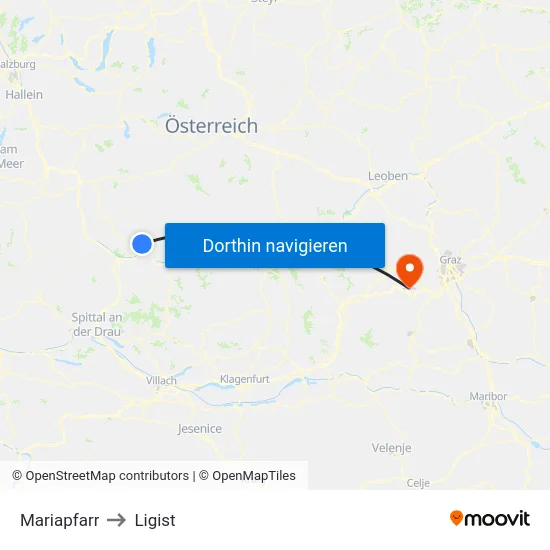 Mariapfarr to Ligist map