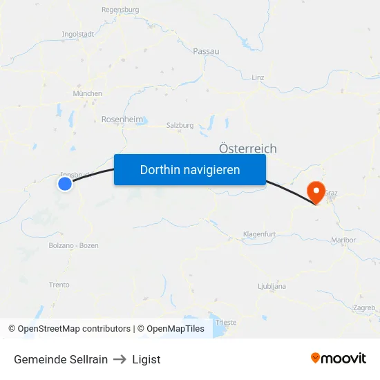 Gemeinde Sellrain to Ligist map
