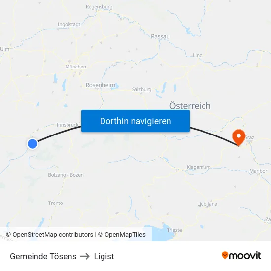 Gemeinde Tösens to Ligist map