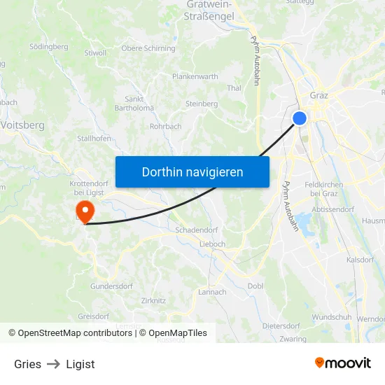 Gries to Ligist map