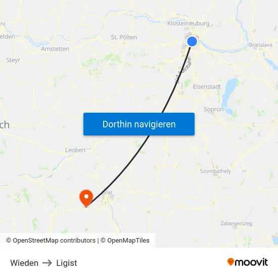 Wieden to Ligist map