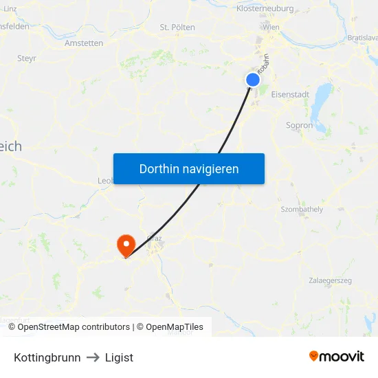 Kottingbrunn to Ligist map
