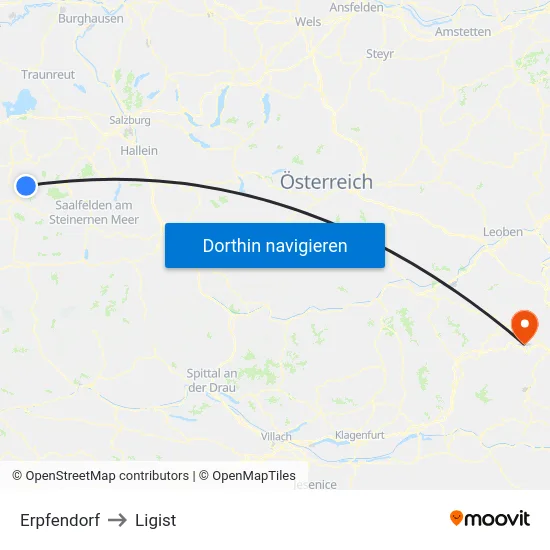 Erpfendorf to Ligist map